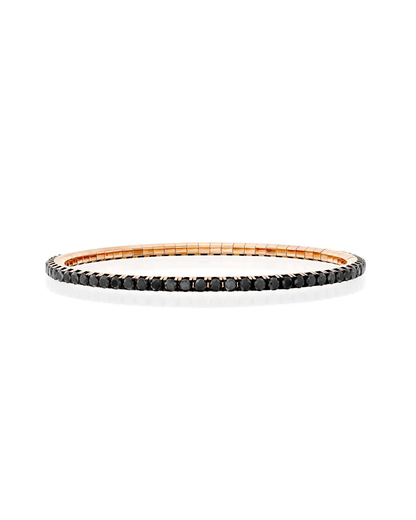 ROUND BRILLIANT CUT NATURAL BLACK DIAMONDS FLEXIBLE TENNIS BRACELET | 2.80CT - 6.85CT | 18K ROSE GOLD