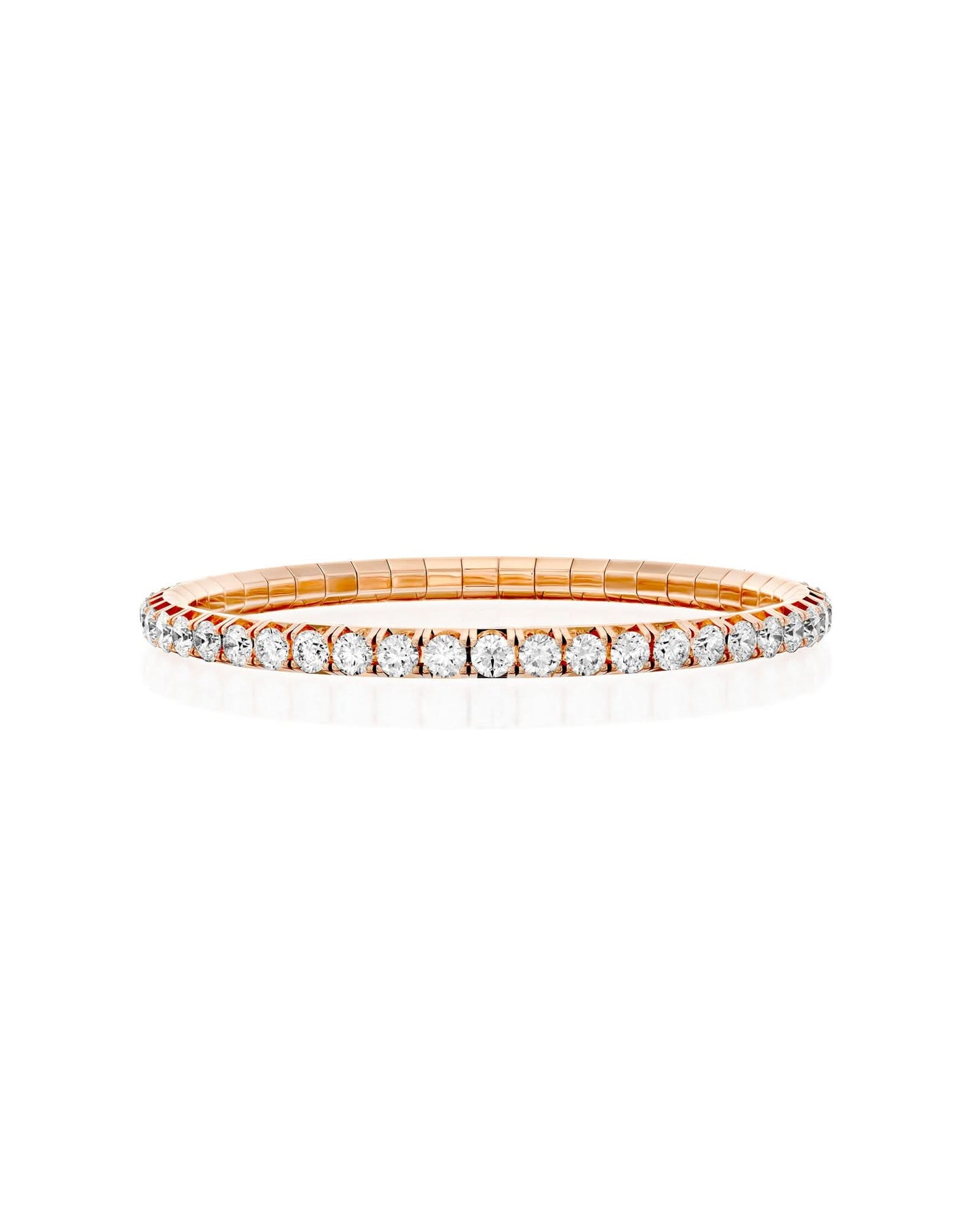 ROUND BRILLIANT CUT NATURAL DIAMONDS FLEXIBLE TENNIS BRACELET | 2.3CT - 9.05CT | 18K ROSE GOLD