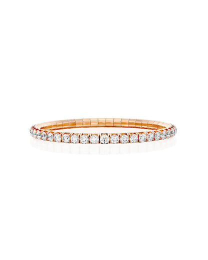 ROUND BRILLIANT CUT NATURAL DIAMONDS FLEXIBLE TENNIS BRACELET | 2.3CT - 9.05CT | 18K ROSE GOLD
