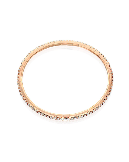 ROUND BRILLIANT CUT NATURAL DIAMONDS FLEXIBLE TENNIS BRACELET | 2.3CT - 9.05CT | 18K ROSE GOLD