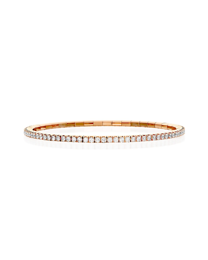 ROUND BRILLIANT CUT NATURAL DIAMONDS FLEXIBLE TENNIS BRACELET | 2.3CT - 9.05CT | 18K ROSE GOLD