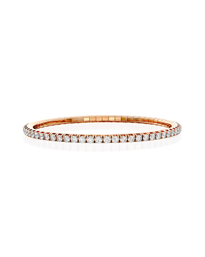 ROUND BRILLIANT CUT NATURAL DIAMONDS FLEXIBLE TENNIS BRACELET | 2.3CT - 9.05CT | 18K ROSE GOLD