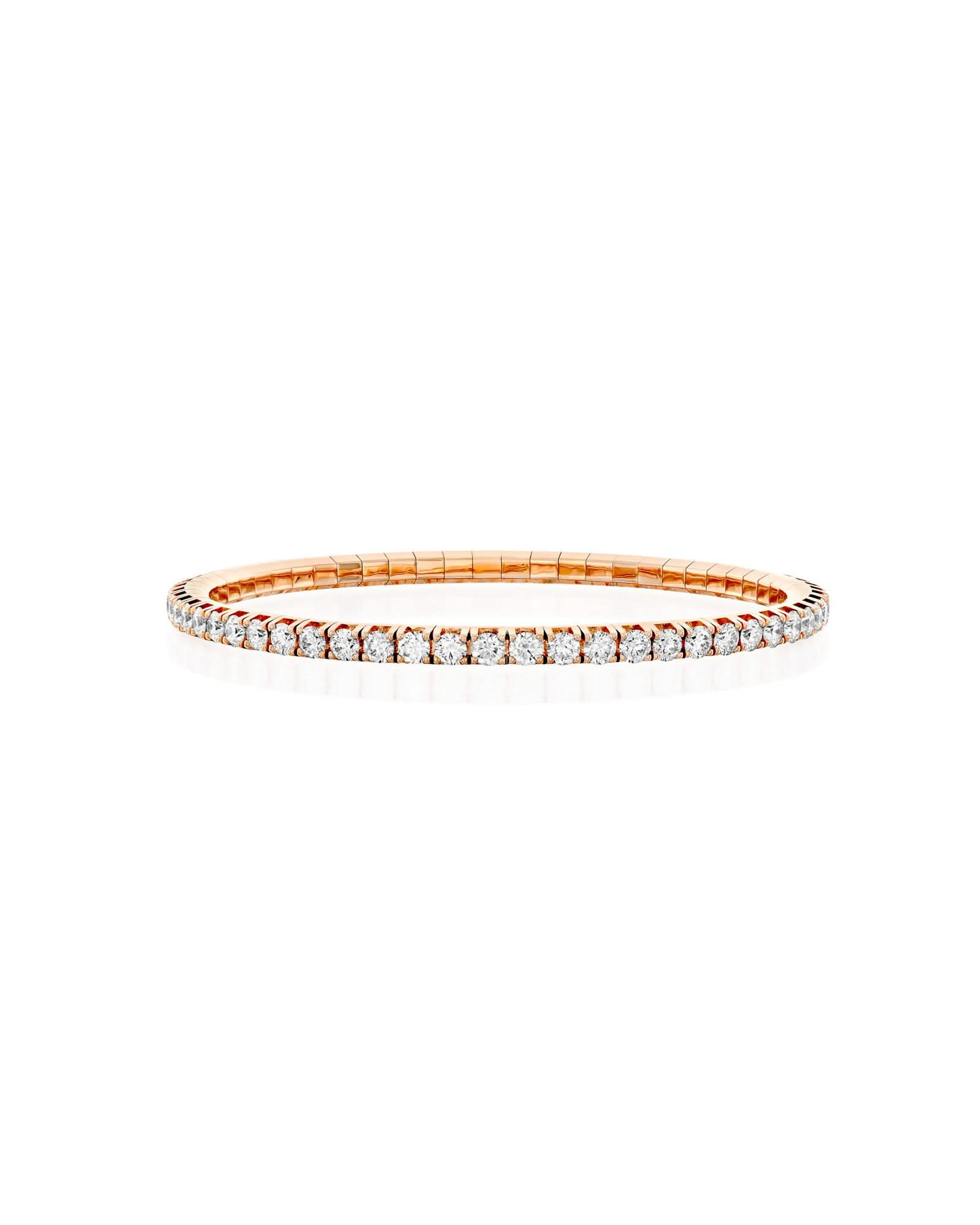 ROUND BRILLIANT CUT NATURAL DIAMONDS FLEXIBLE TENNIS BRACELET | 2.3CT - 9.05CT | 18K ROSE GOLD