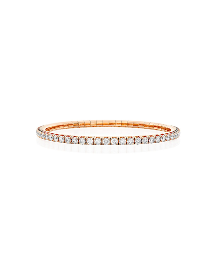 ROUND BRILLIANT CUT NATURAL DIAMONDS FLEXIBLE TENNIS BRACELET | 2.3CT - 9.05CT | 18K ROSE GOLD