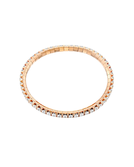 ROUND BRILLIANT CUT NATURAL DIAMONDS FLEXIBLE TENNIS BRACELET | 2.3CT - 9.05CT | 18K ROSE GOLD