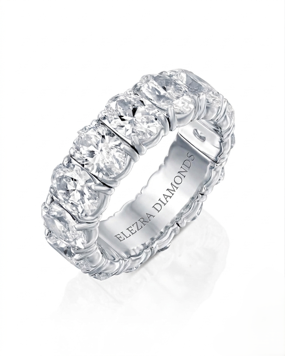 OVAL CUT NATURAL DIAMONDS ETERNITY FLEX RING | 5CT - 7CT | 18K WHITE GOLD