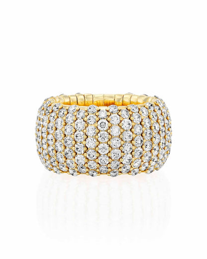 ROUND BRILLIANT CUT NATURAL DIAMONDS WIDE ETERNITY FLEX RING | 6.30CT | 18K YELLOW GOLD
