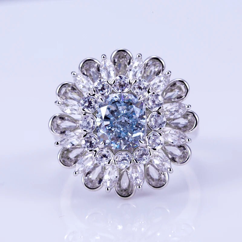 LUXURY 2CT CUSHION CUT LAB GROWN DIAMOND ENGAGEMENT RING | 18K WHITE GOLD