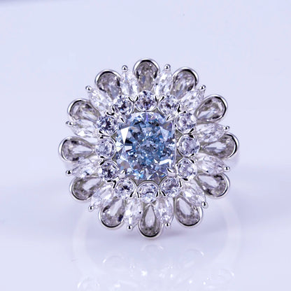 LUXURY 2CT CUSHION CUT LAB GROWN DIAMOND ENGAGEMENT RING | 18K WHITE GOLD