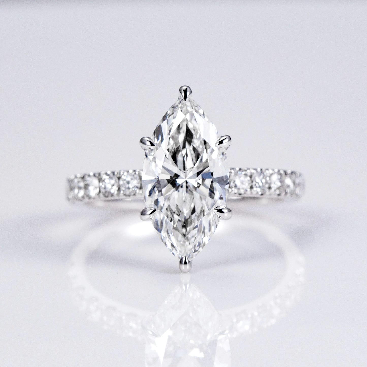 CROWNED MARQUISE ELITE LAB DIAMONDS RING | 2CT - 20CT | 18K WHITE GOLD