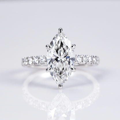 CROWNED MARQUISE ELITE LAB DIAMONDS RING | 2CT - 20CT | 18K WHITE GOLD