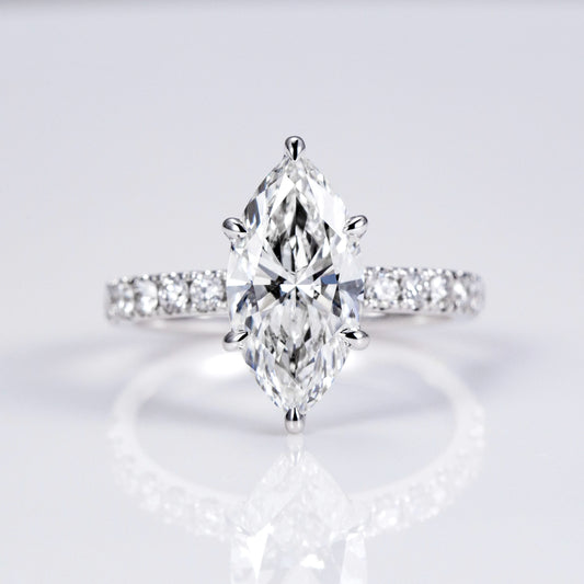 THE CROWNED MARQUISE|3CT ELITE LAB DIAMOND RING|18K GOLD
