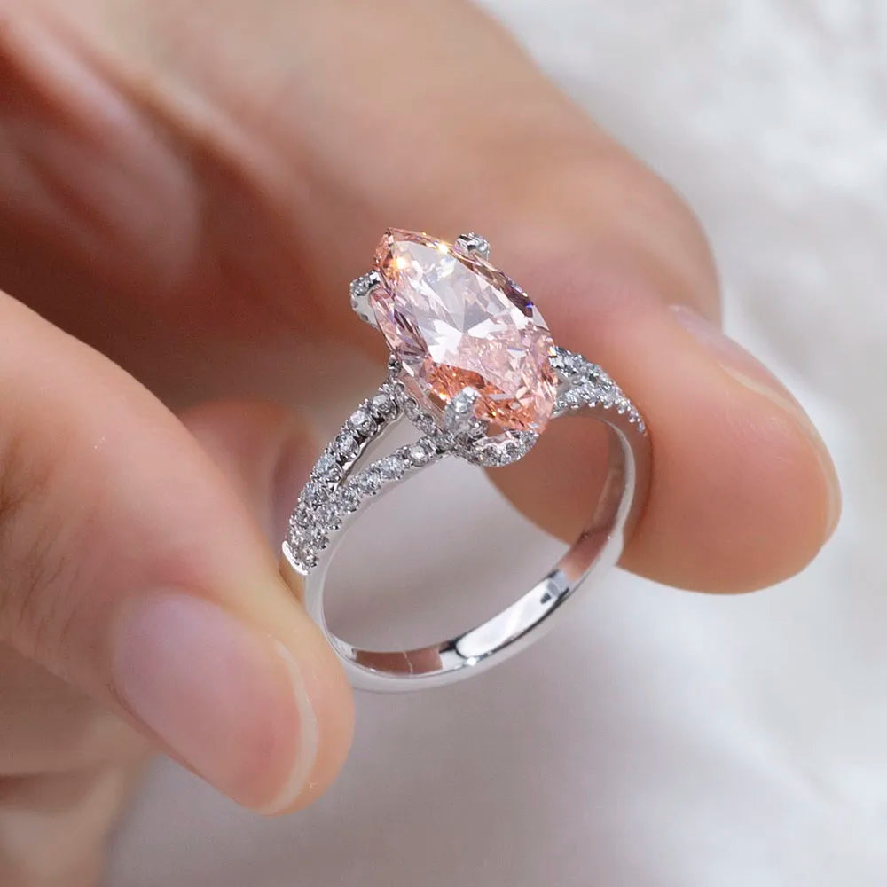 3CT MARQUISE CUT FANCY VIVID PINK LAB DIAMOND RING 18K WHITE GOLD
