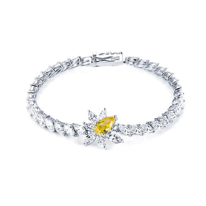 PEAR CUT MULTI STONE LAB DIAMOND STATION BRACELET | 18K GOLD