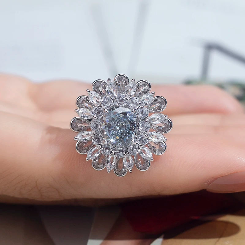 LUXURY 2CT CUSHION CUT LAB GROWN DIAMOND ENGAGEMENT RING | 18K WHITE GOLD