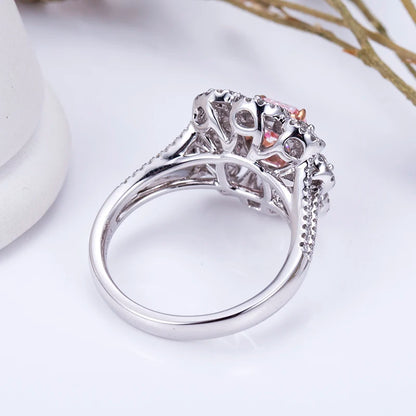LUXURY 3.85 CARAT CUSHION CUT PINK LAB GROWN DIAMONDS RING | 18K SOLID WHITE GOLD