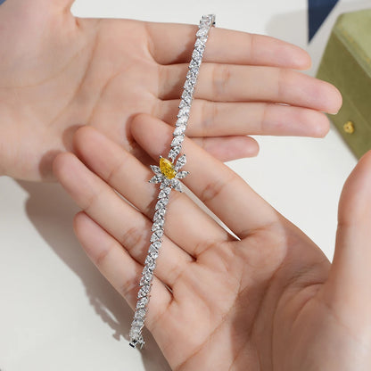 PEAR CUT MULTI STONE LAB DIAMOND STATION BRACELET | 18K GOLD