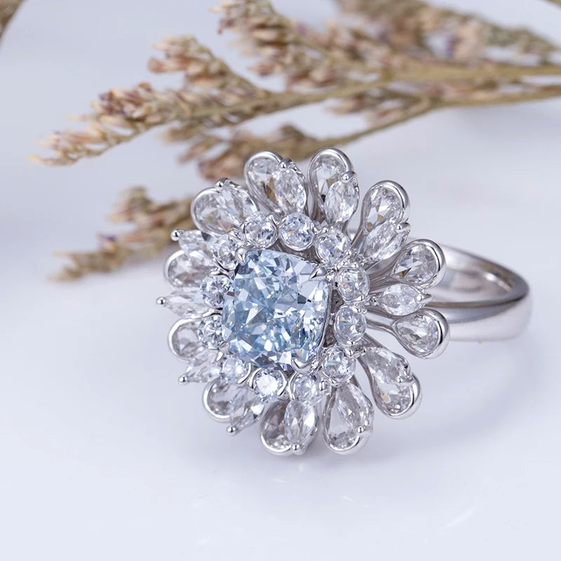 LUXURY 2CT CUSHION CUT LAB GROWN DIAMOND ENGAGEMENT RING | 18K WHITE GOLD