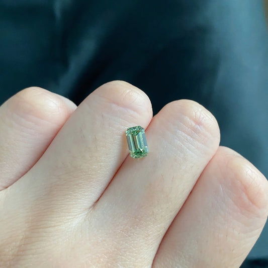 1.26CT FANCY INTENSE GREEN EMERALD CUT LAB DIAMOND