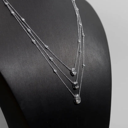 LUXURY 3-STONE | 4 CARAT LAB GROWN DIAMONDS NECKLACE | 18K SOLID GOLD WHITE