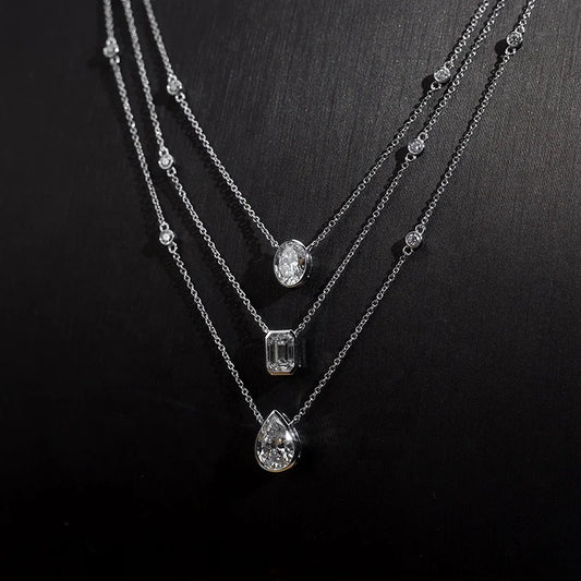 LUXURY 3-STONE LAB GROWN DIAMOND NECKLACE | 14K GOLD