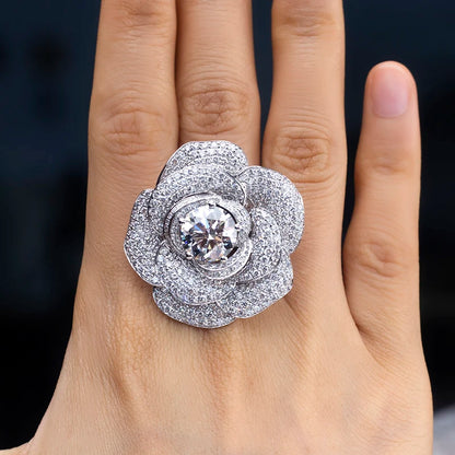 LUXURY FLOWER SHAPE 4.9 CARAT LAB-DIAMONDS ENGAGEMENT RING | 18K SOLID GOLD