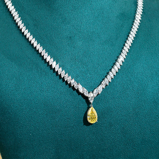 LUXURY PEAR CUT LAB GROWN DIAMOND NECKLACE | 14K GOLD