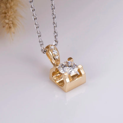 VINTAGE ROMANTIC | 1CT-10CT ROUND BRILLIANT CUT LAB DIAMONDS PENDANT | 18K YELLOW GOLD