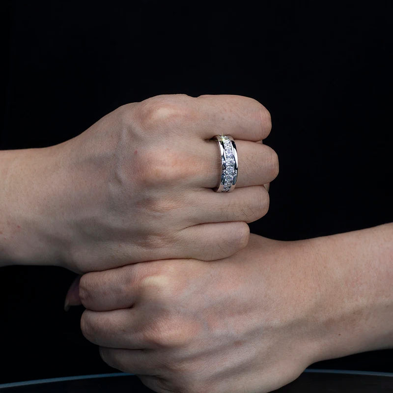 MEN'S MULTI-STONE 3.06 CARAT LAB GROWN DIAMONDS RING | 18K WHITE GOLD