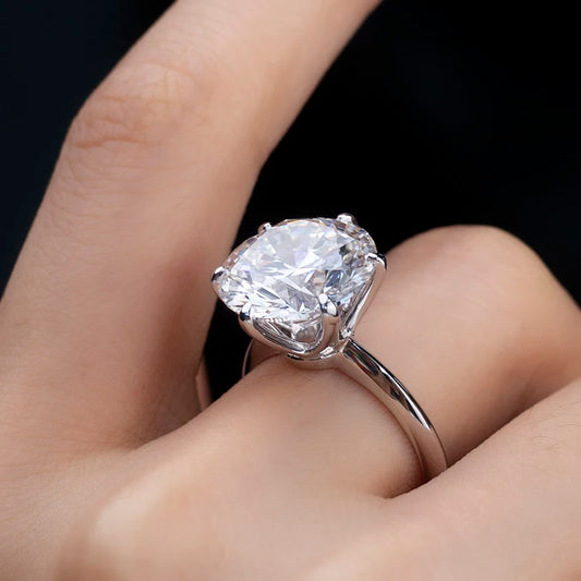 8.56CT ROUND CUT LAB DIAMOND RING 18K WHITE GOLD