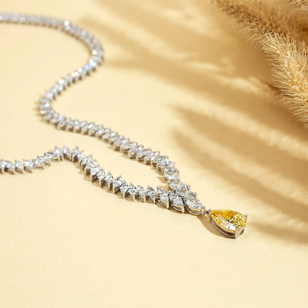LUXURY PEAR CUT LAB GROWN DIAMOND NECKLACE | 14K GOLD