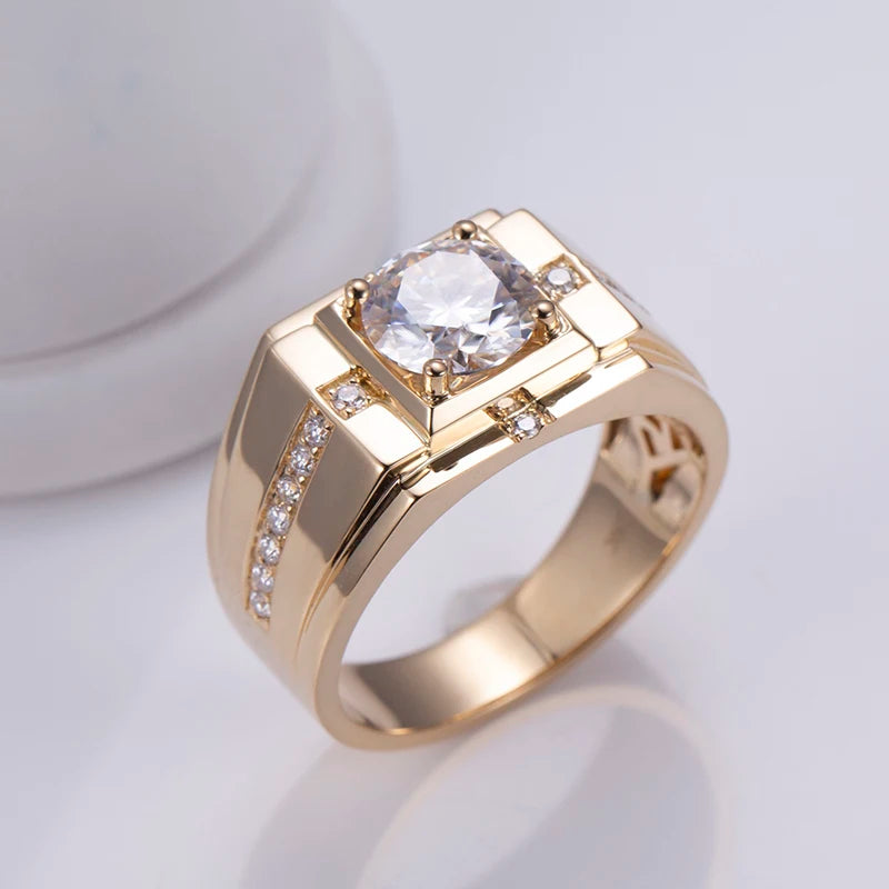 MODERN LUXURY 2.95 CARAT LAB GROWN DIAMONDS RING UNISEX STATEMENT | 18K SOLID GOLD