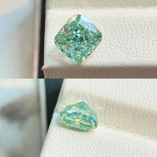 FANCY GREEN CUSHION CUT LAB-GROWN DIAMOND | 1CT - 3CT | GIA & IGI CERTIFIED
