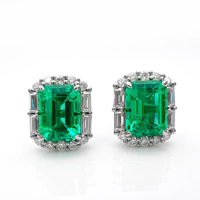 LUXURY COLUMBIA GREEN LAB GROWN DIAMOND STUD EARRINGS | 18K WHITE GOLD