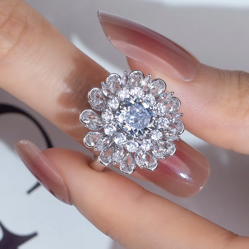 LUXURY 2CT CUSHION CUT LAB GROWN DIAMOND ENGAGEMENT RING | 18K WHITE GOLD