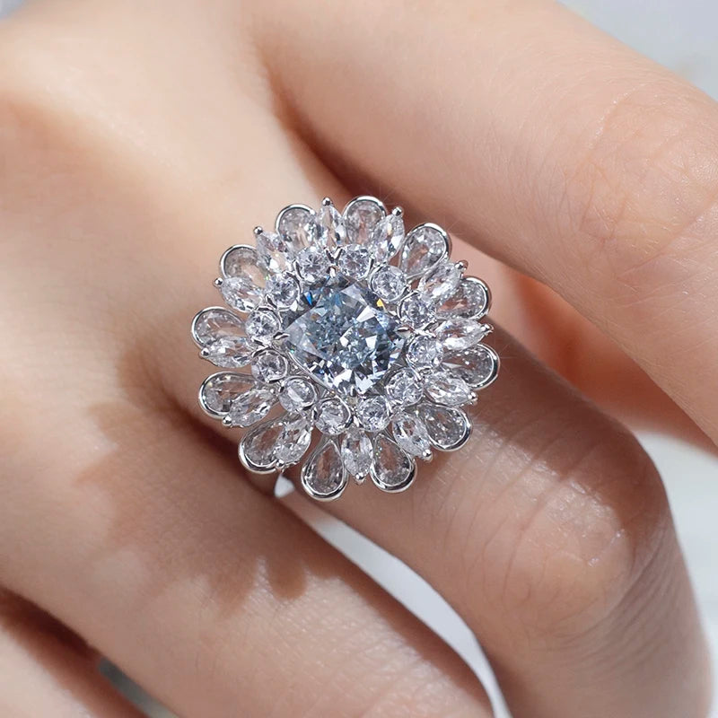 LUXURY 2CT CUSHION CUT LAB GROWN DIAMOND ENGAGEMENT RING | 18K WHITE GOLD