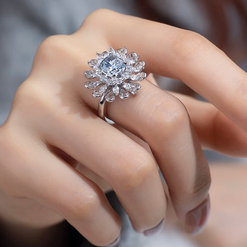 LUXURY 2CT CUSHION CUT LAB GROWN DIAMOND ENGAGEMENT RING | 18K WHITE GOLD