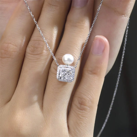 CUSHION CUT LAB-GROWN DIAMOND NECKLACE | 3CT - 10CT | 18K WHITE GOLD