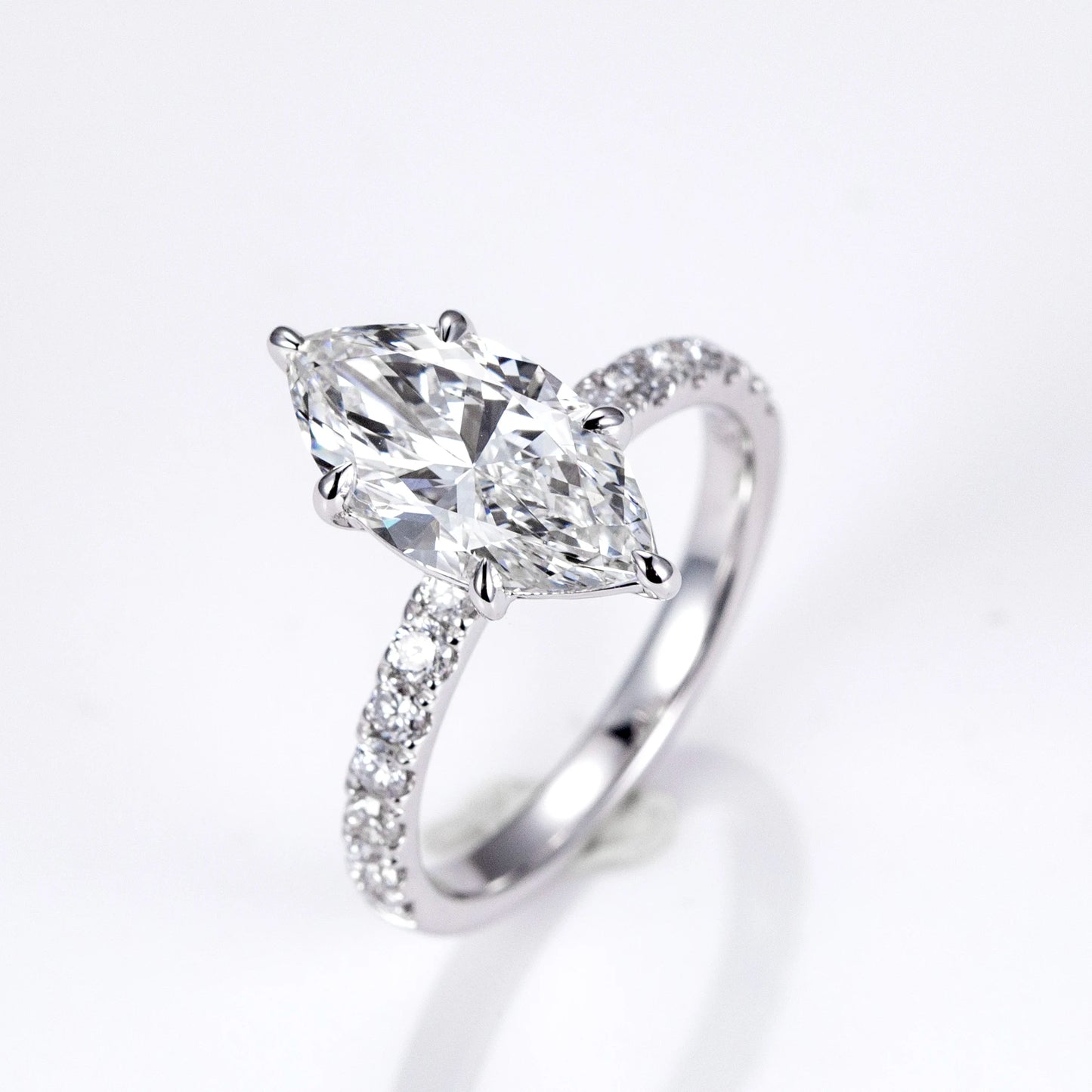 CROWNED MARQUISE ELITE LAB DIAMONDS RING | 2CT - 20CT | 18K WHITE GOLD