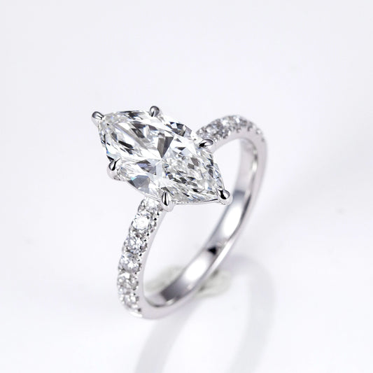 THE CROWNED MARQUISE|3CT ELITE LAB DIAMOND RING|18K GOLD
