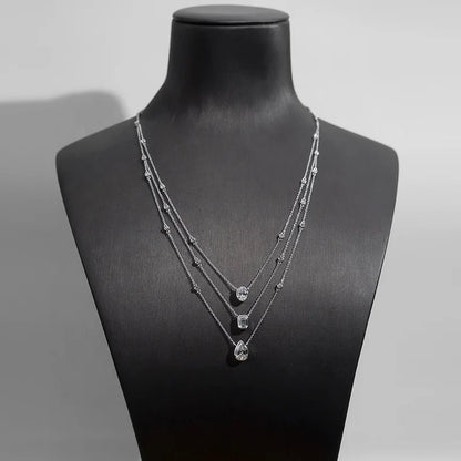 LUXURY 3-STONE | 4 CARAT LAB GROWN DIAMONDS NECKLACE | 18K SOLID GOLD WHITE