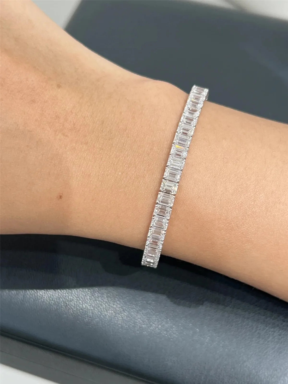 EMERALD CUT LAB GROWN DIAMONDS TENNIS BRACELET | 7CT-24CT | 14K SOLID GOLD