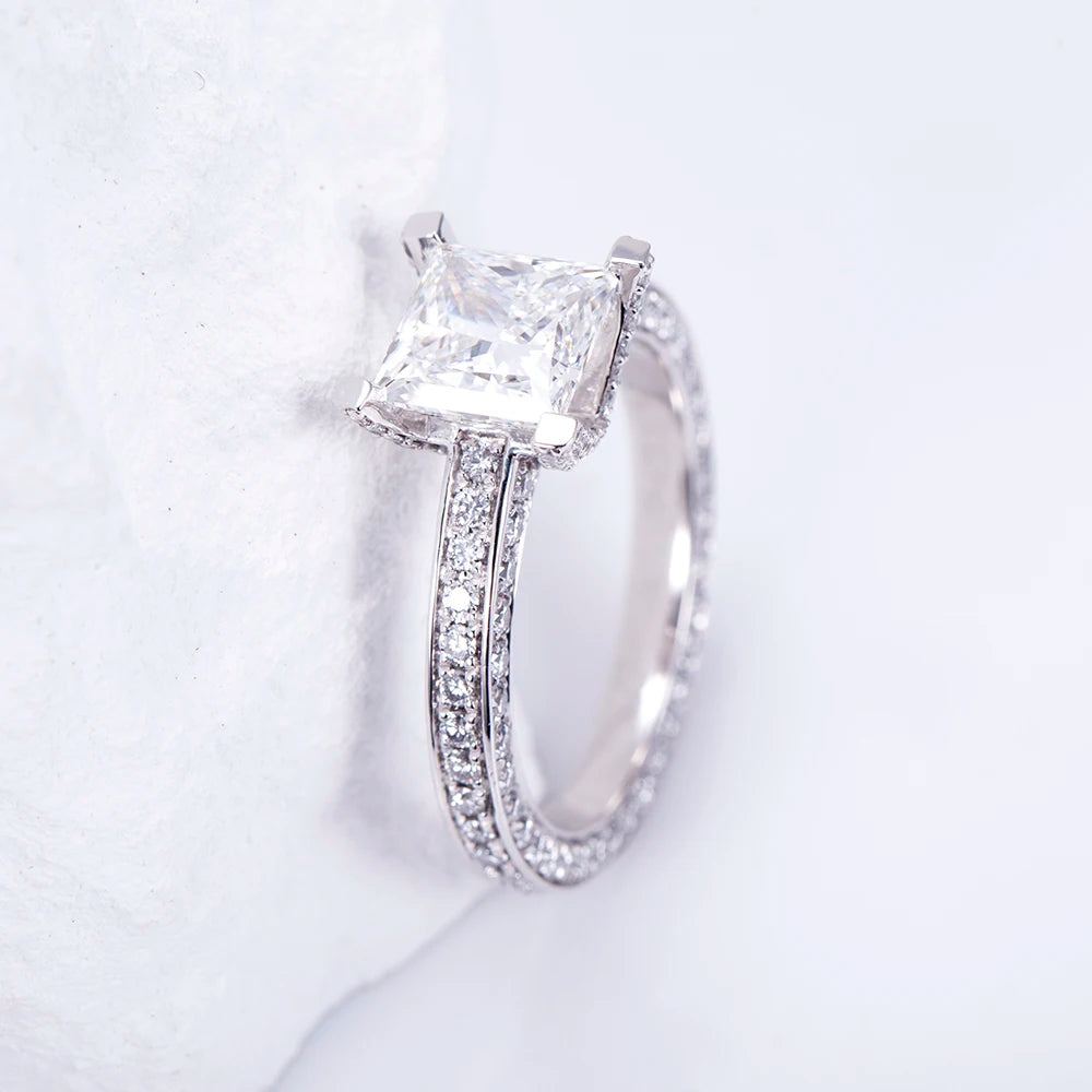 CLASSIC PRINCESS CUT LAB-GROWN DIAMONDS | 3CT-20CT ENGAGEMENT RING | 18K WHITE GOLD