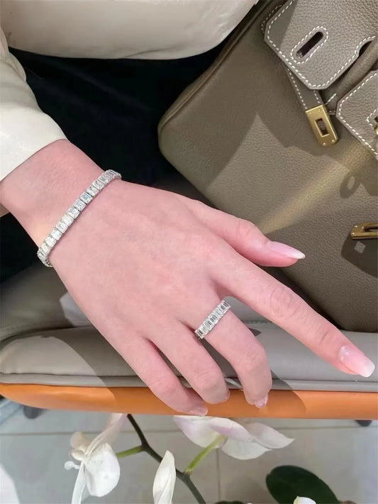 Emerald-Cut Lab-Grown Diamond Tennis Bracelet - 14K