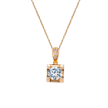 VINTAGE ROMANTIC | 1CT-10CT ROUND BRILLIANT CUT LAB DIAMONDS PENDANT | 18K YELLOW GOLD