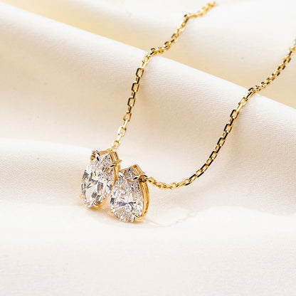 MARQUISE & PEAR CUT 5CT-20CT LAB GROWN DIAMONDS NECKLACE | 18K SOLID GOLD