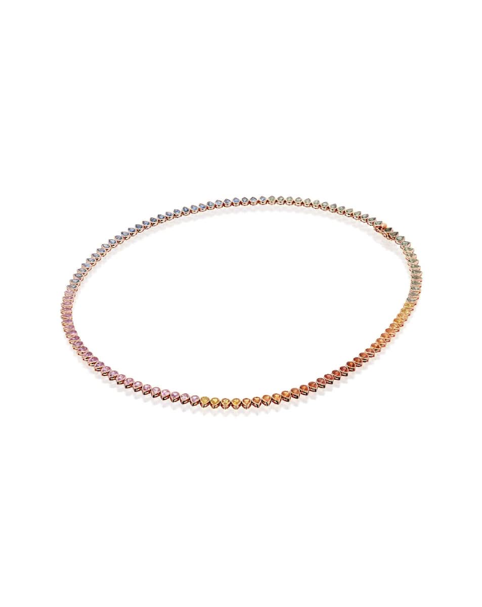 15.41CT - 27.50CT | SPECTRUM RAINBOW SAPPHIRE TENNIS NECKLACE | 18K ROSE GOLD