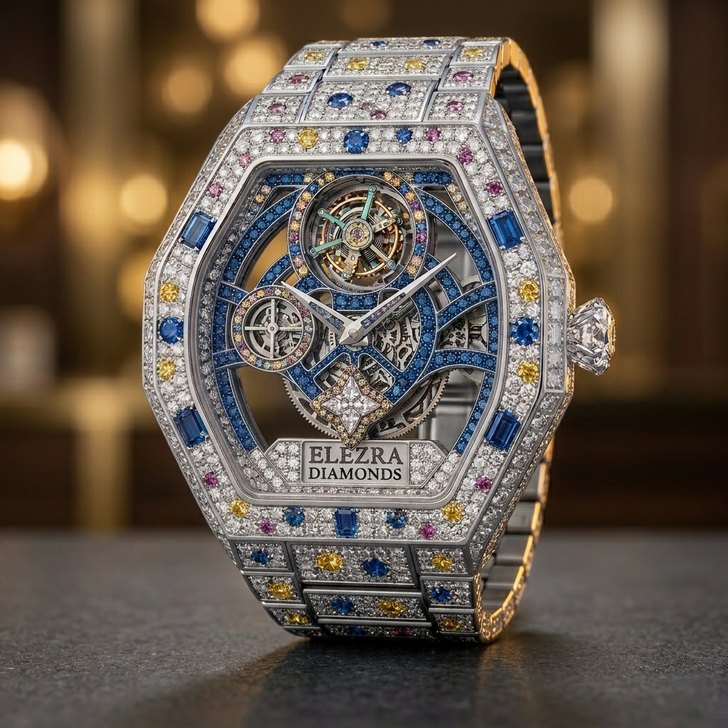 ELEZRA WATCHES | THE ARCTIC WOLF 110.50CT WHITE DIAMONDS & MULTI GEM | MASTERPIECE