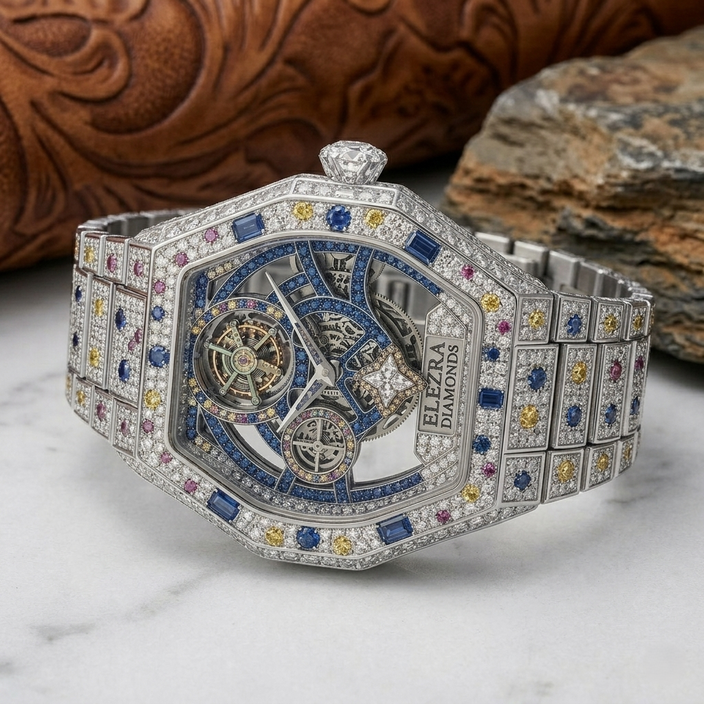 ELEZRA WATCHES | THE ARCTIC WOLF 110.50CT WHITE DIAMONDS & MULTI GEM | MASTERPIECE