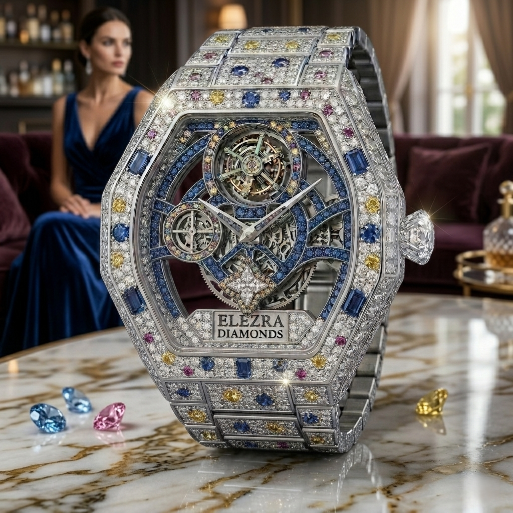 ELEZRA WATCHES | THE ARCTIC WOLF 110.50CT WHITE DIAMONDS & MULTI GEM | MASTERPIECE